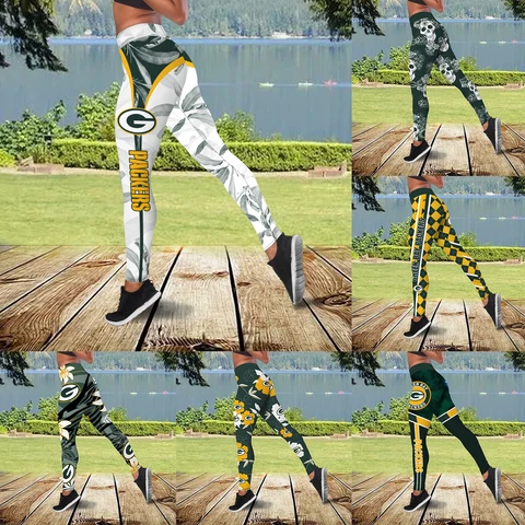 Green Bay Packers Womens Yoga Pants High Waist Leggings Slim Fit Workout Pants Cover