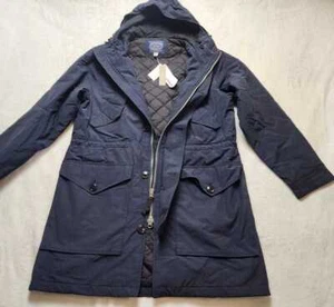New men's M J Crew hooded snorkel coat jacket in Obsidian - Picture 1 of 8