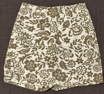 Bobbie Brooks Talla S Blanco con Estampado Floral Marrón Línea A Skort Foto 1 de 4