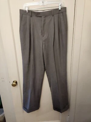 Pantalones de vestir para hombre 34x30 gris plisado piernas rectas Elite by Eddie Domani Foto 1 de 4
