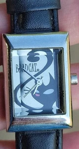 Vtg 2005 BAD CAT By Mighty Fine Black Band Watch • Needs Battery • Ladies - Imagen 1 de 15