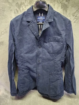 Chaqueta Blazer Abrigo Deportivo American Eagle Para Hombres S Azul Marino A Rayas Y2K Preppy Foto 1 de 4
