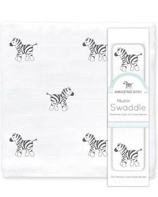 Amazing Baby зебра новорожденного муслин пеленки одеяло новый белый и черный 36 x 36 - Изображение 1 из 4