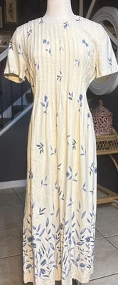 Vintage Miss Dorby Dress Sz M Beige Linen Midi Cottagecore Modest Prairie - Image 1 of 4