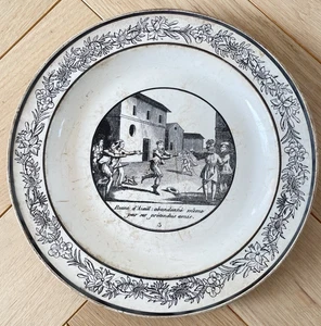 Assiette Parlante en faïence de Choisy Ruine d'Azaël XIXe - Imagen 1 de 3