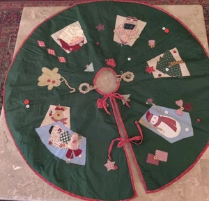 Cottagecore Vintage GRÜN APPLIZIERTER WEIHNACHTSBAUMROCK 41" - Bild 1 von 7