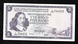 🇿🇦 SOUTH AFRICA 5 Rand 1967-1974, P-111b, Wmk: Springbok, Sign: de Jongh, Rare - Picture 1 of 2