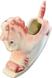 Rare Vintage Mid Century Pony Ceramic Pottery Rocking Horse Planter Pink Japan - Picture 1 of 4