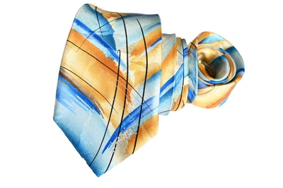 JERRY GARCIA CORBATA HOMBRE NARANJA, AZUL/RAYAS Ancho: 3.50" Largo: 62" Foto 1 de 3