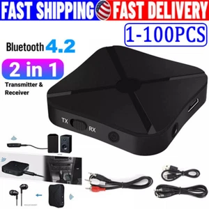 LOT 2 en 1 Transmetteur Bluetooth Récepteur Adaptateur Sans Fil TV Home Stéréo Audio - Photo 1/12
