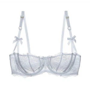 1/2 Cup Plunge Lace Sheer Ladies Bras Lightweight Lingerie See Through Brassiere - Picture 1 of 14
