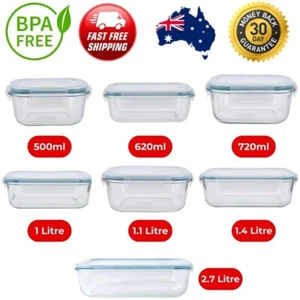 Glass Food Storage Containers Airtight Leak Proof Lid Glass Meal Prep Lunch Box - Picture 1 of 31