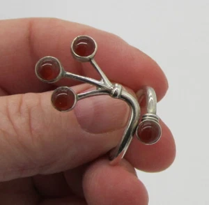 Estate Vintage Aristic Sterling Silver Cabochon Carnelian Abstract Size 6.5 Ring - Imagen 1 de 3