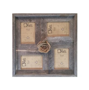 4x6 -2" wide Multi-Direction Rustic Barn Wood Collage Frame Holds 4-4x6 Pictures - Picture 1 of 1