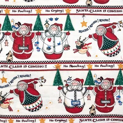 Vtg Roly Poly Santas Sampler Daisy Kingdom 44x31 Primitive Country Christmas - Image 1 of 3