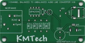 Mono Balanced to Unbalanced Audio Line Converter ULTRA LOW NOISE PCB DIY   - Picture 1 of 3