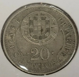 Portuguese Saint Thomas and Prince 20 centavos 1929 coin (SCARCE!) - Picture 1 of 4