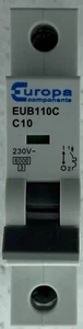 Europa Components C10 Circuit Breakers 6kA MCB's 10Amp IEC 60898-1 10 Amp AJ5 - Picture 1 of 2