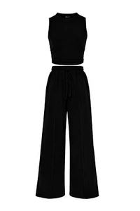 Women's Summer 2 Piece Outfits Ribbed Knit Lounge Sets Tracksuit Sleeveless C... - Picture 1 of 7