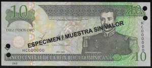 Dominican Republic 10 Pesos Oro 2003 Specimen Unc - Picture 1 of 1