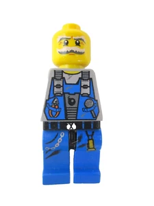 LEGO Power Miners Minifigure Blue Minifig Old Man Mustache no arms - Picture 1 of 2
