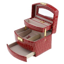 Lockable Jewelry Box PU Leather Storage Case Necklace Earrings Display Organizer