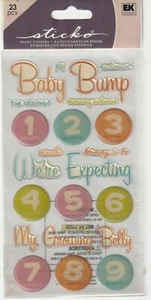 Vintage Sticko epoxy stickers BABY BUMP Pregnancy theme 78473 FAST FREE ship! - Picture 1 of 1
