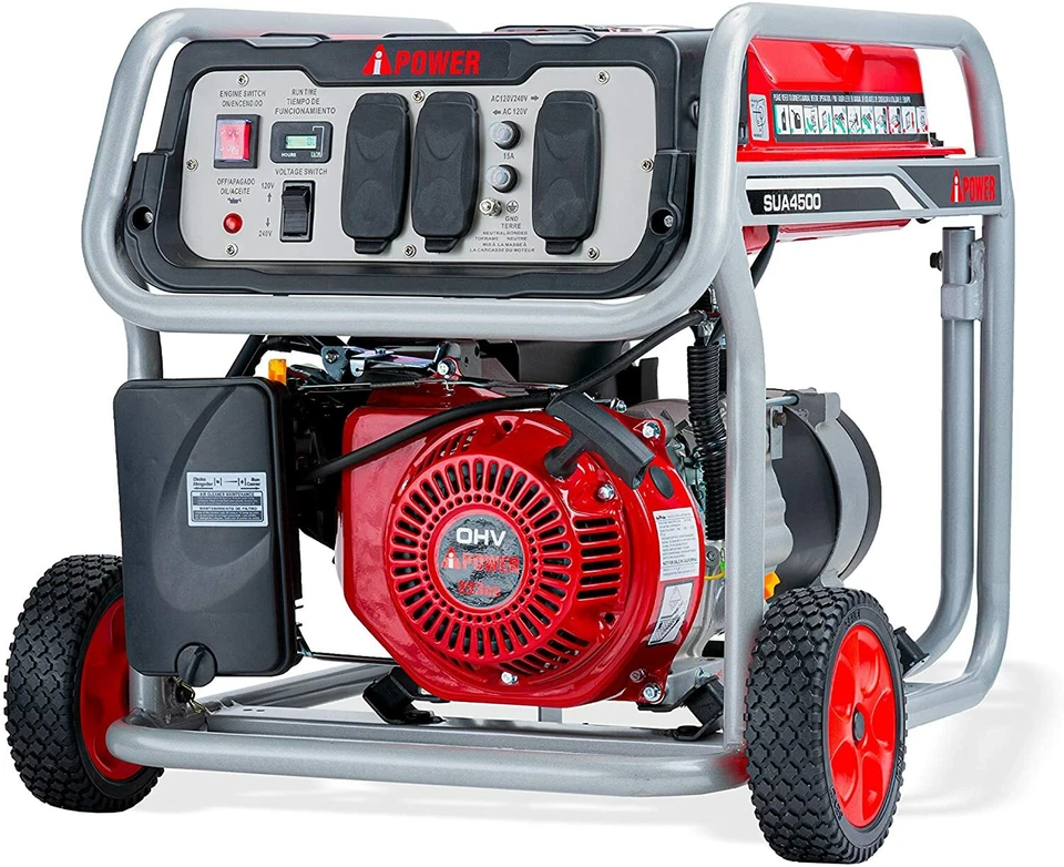 A-iPower SUA4500 4,500-W Portable Gas Powered Generator with Wheel Kit Home RV - Image 1 of 4