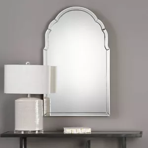 BRAYDEN MODERN FRENCH GLAM DECOR XXL 40" ARCHED BEVELED WALL MIRROR 09149 - Picture 1 of 4