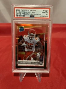PSA 10 2020 Panini Donruss C.Edwards Helaire Optic Preview Red/Green PSA 10 - Picture 1 of 2