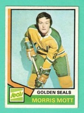 (1) MORRIS MOTT 1974-75 TOPPS # 48 SEALS ROOKIE EX/EX+ CARD (H0550)