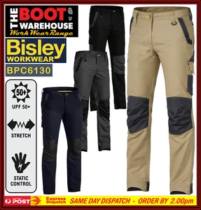 Bisley BPC6130 Mens Work Pants Stretch Cotton Canvas FLEX and MOVE & NEW - Picture 1 of 17