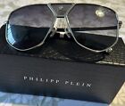 Philipp Plein Unisex Sunglasses Shiny Full Palladium/Black Frame SPP009V 0579