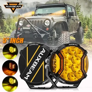 AUXBEAM 5"inch 172W LED Light Pods Spot Beam Side Shooter Amber White DRL+Cover - Picture 1 of 19