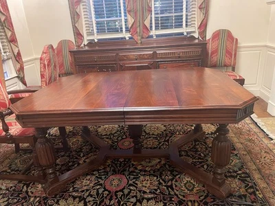 Antique Walnut Dining Room Set - 4 pieces - Image 1 of 4
