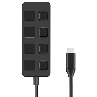4-Port-Knopf-USB3.0-HUB-Schalter USB-Splitter1 auf 4 Hub-Typ-C-Extender für7626 - Bild 1 von 4