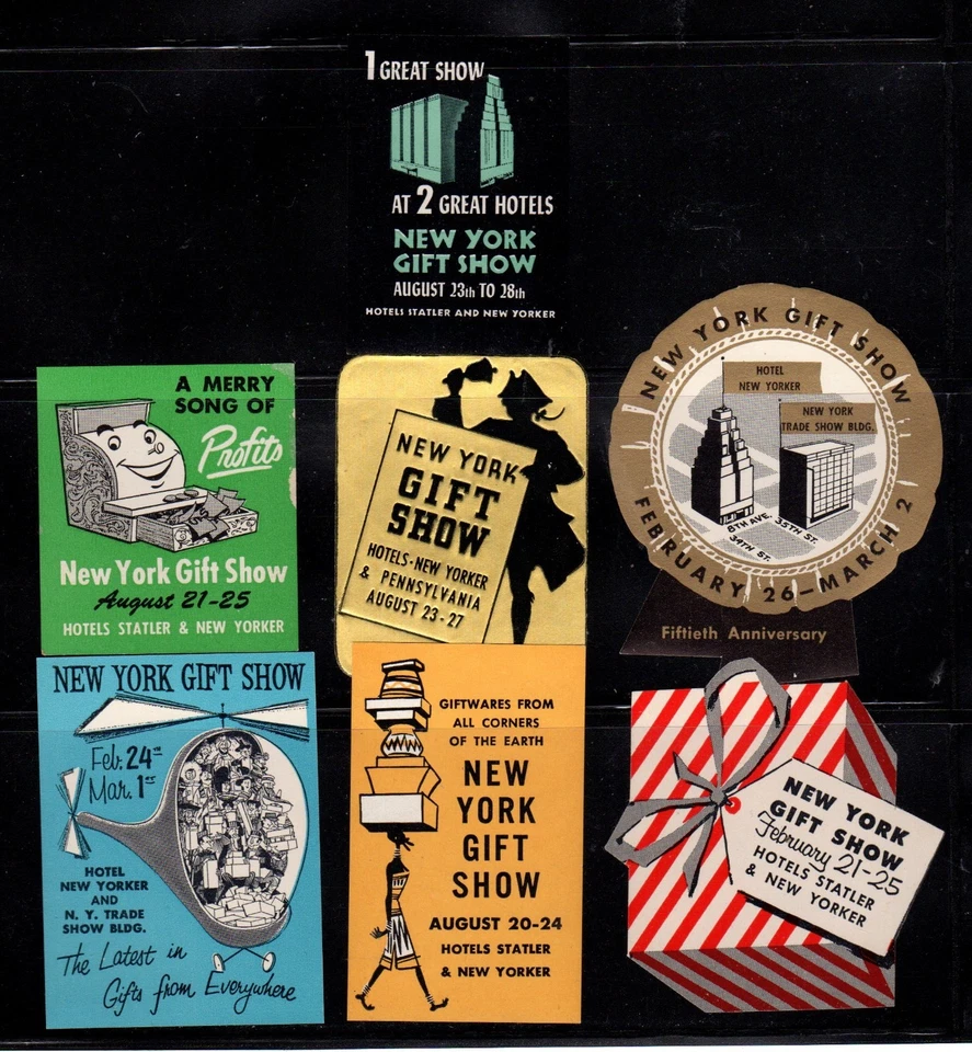 7 Advertising Stamps for New York Gift Shows, Hotels New Yorker & Statler - MNH - Image 1 of 1
