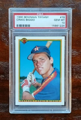 Bowman Tiffany #78 1990 Craig Biggio PSA gema como nueva 10 Foto 1 de 2