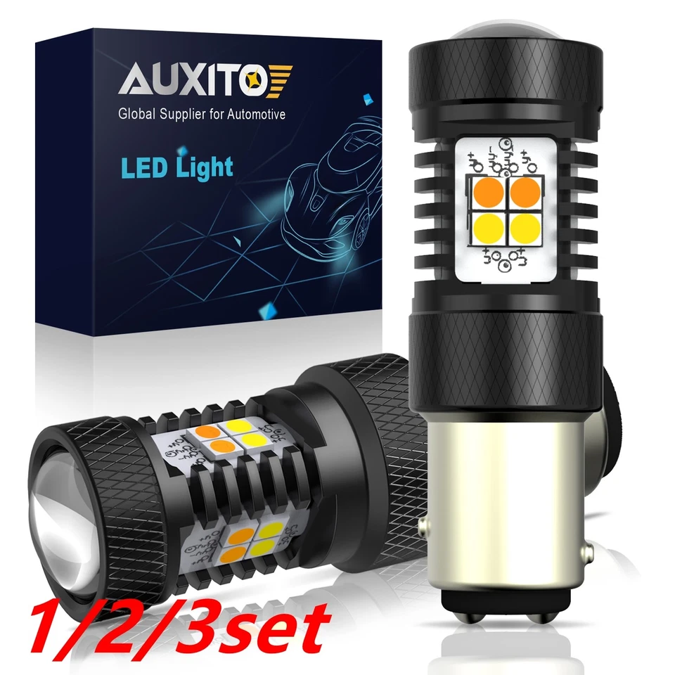 1/2 juego AUXITO Switchback LED bombilla de señal de giro frontal 1157 2357 blanco ámbar Foto 1 de 1