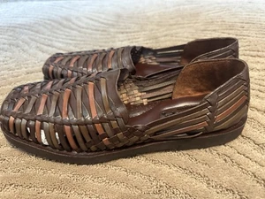 Sunsteps Sandals Men’s 13 Huarache Brown Leather Hand Woven Fisherman Shoes - Picture 1 of 6