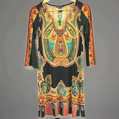 INC туника платье бисером пейсли эластичной 70-х хиппи фестиваль осени ретро богемное маленький - Изображение 1 из 4