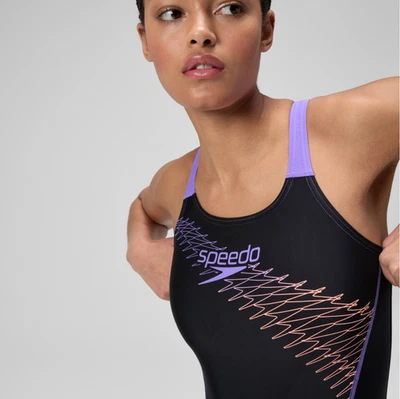 Traje de baño Speedo para mujer con logotipo medley medallista traje de baño negro melocotón nuevo con etiquetas Foto 1 de 4