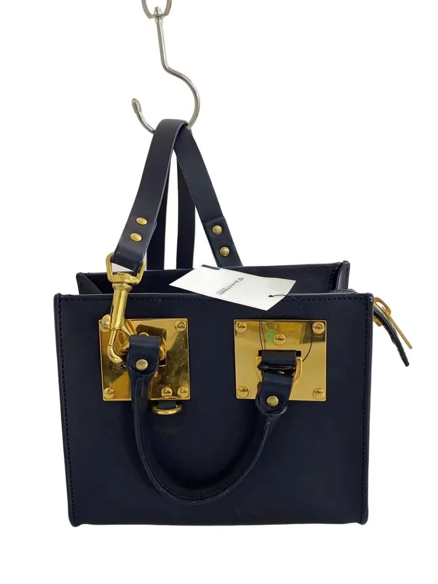 美品 ソフィーヒュルム 2WAY レザー ショルダー ハンドバッグ ネイビー  