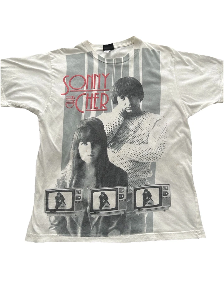 Sonny And Cher Shirt Large White MOD TV Heritage Westbury Music Fair Vintage - Image 1 of 4