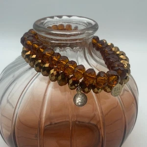 Conjunto de pulsera con cuentas KH Studio ámbar oro encanto joyería boho mujer elegante elástico - Imagen 1 de 5