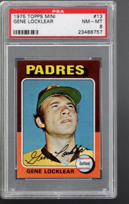 SLA310- 1975 Topps Mini #13 Gene Locklear RC - PSA NmMt (8) - Imagen 1 de 2
