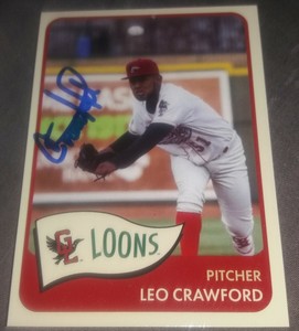 Los Angeles Dodgers Leo Crawford Signed 2018 Great Lakes Loons Auto Card