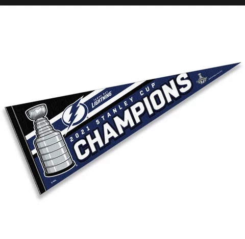 Tampa Bay Lightning 2021 Stanley Cup Champions Pennant NHL DISCONTINUED NO MORE Cover