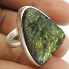 Natural Labradorite Solitaire Rough Stone Ring Size S 1/2 925 Silver D40