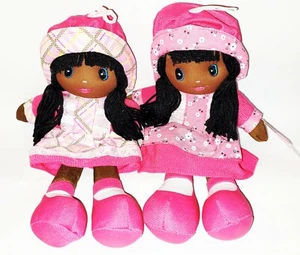 Black Rag Doll, Pink Clothes, Different Patterns/Designs. Cute girls toy! - Picture 1 of 7